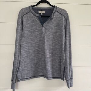 Jack Spade Men’s Large Marled Henley Longsleeve Shirt Top